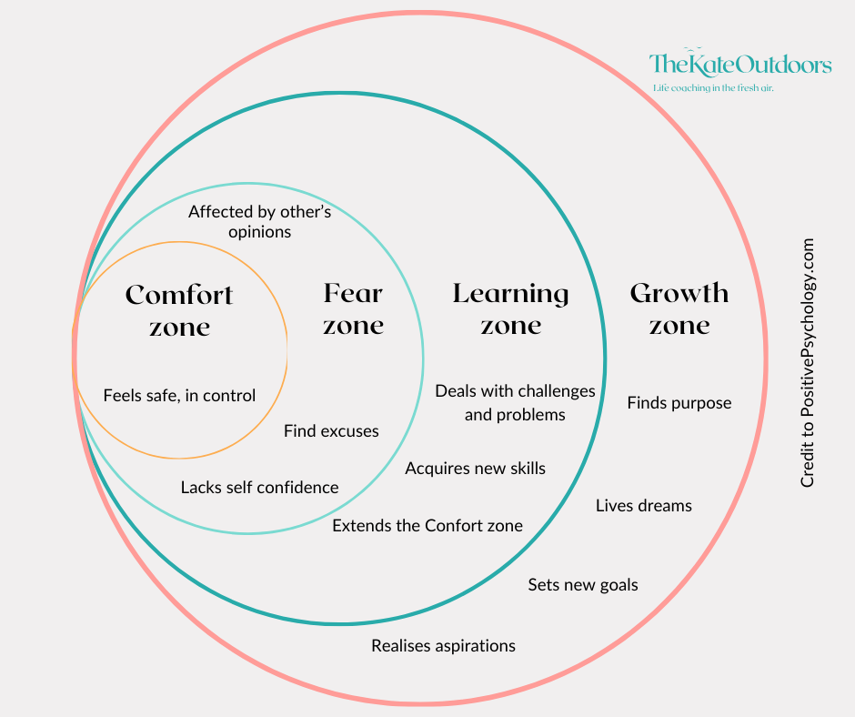 Comfort , Fear, Learning and Growth zone image with descriptions
